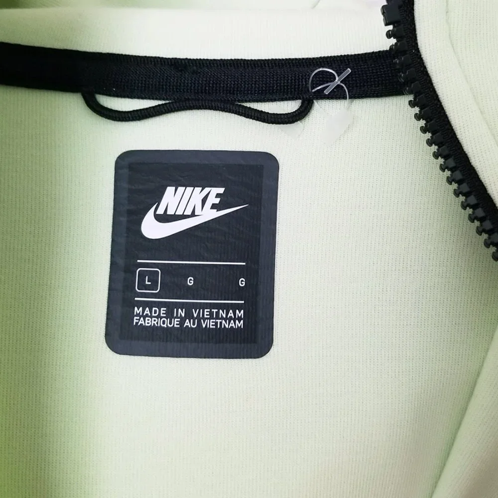 Nike Sportswear Men's L Tech Fleece Full-Zip Hoodie in Light Liquid Lime Black - Picture 11 of 16